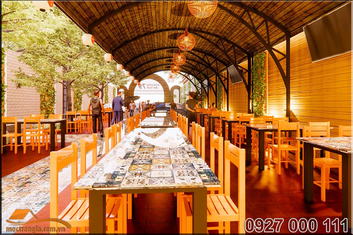 Phòng VIP phong cách hầm rượu nhà hàng ẩm thực 286 6 Thiết kế cảnh quan sân vườn nhà hàng ẩm thực 286