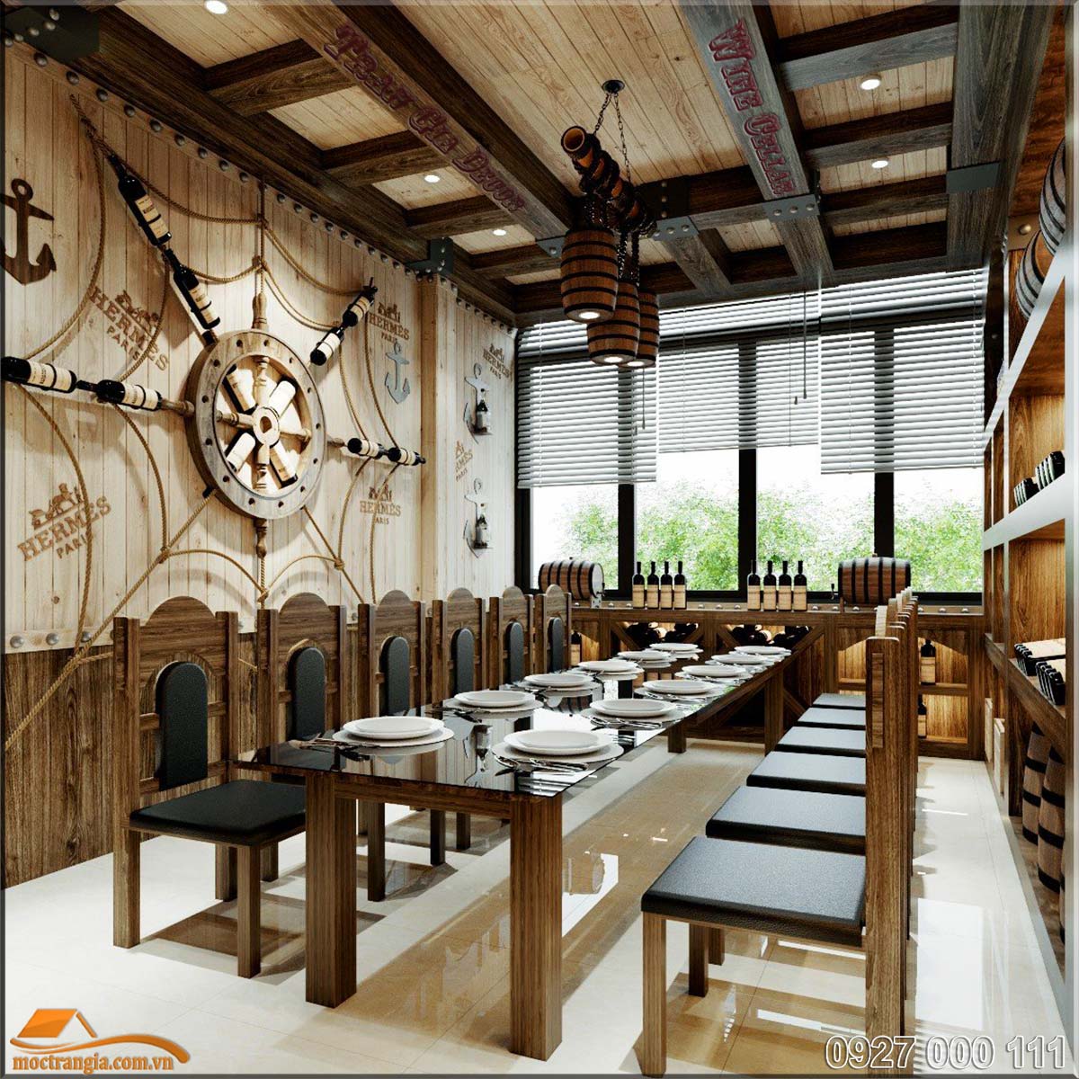 Thiết kế phòng VIP hầm rượu nhà hàng Hưng Hà