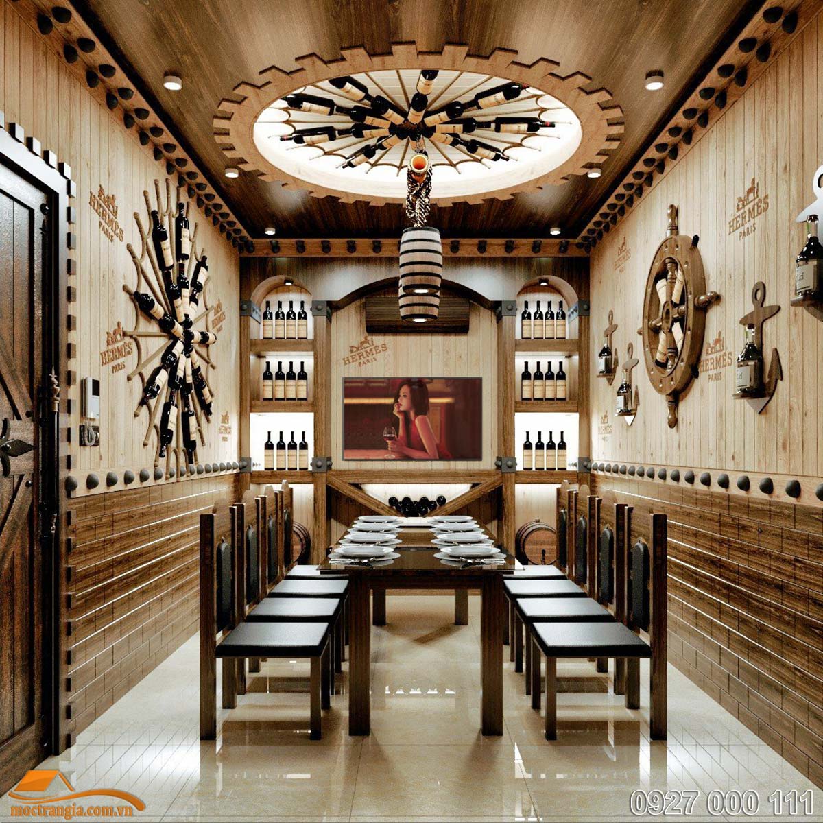 Thiết kế phòng VIP hầm rượu nhà hàng Hưng Hà