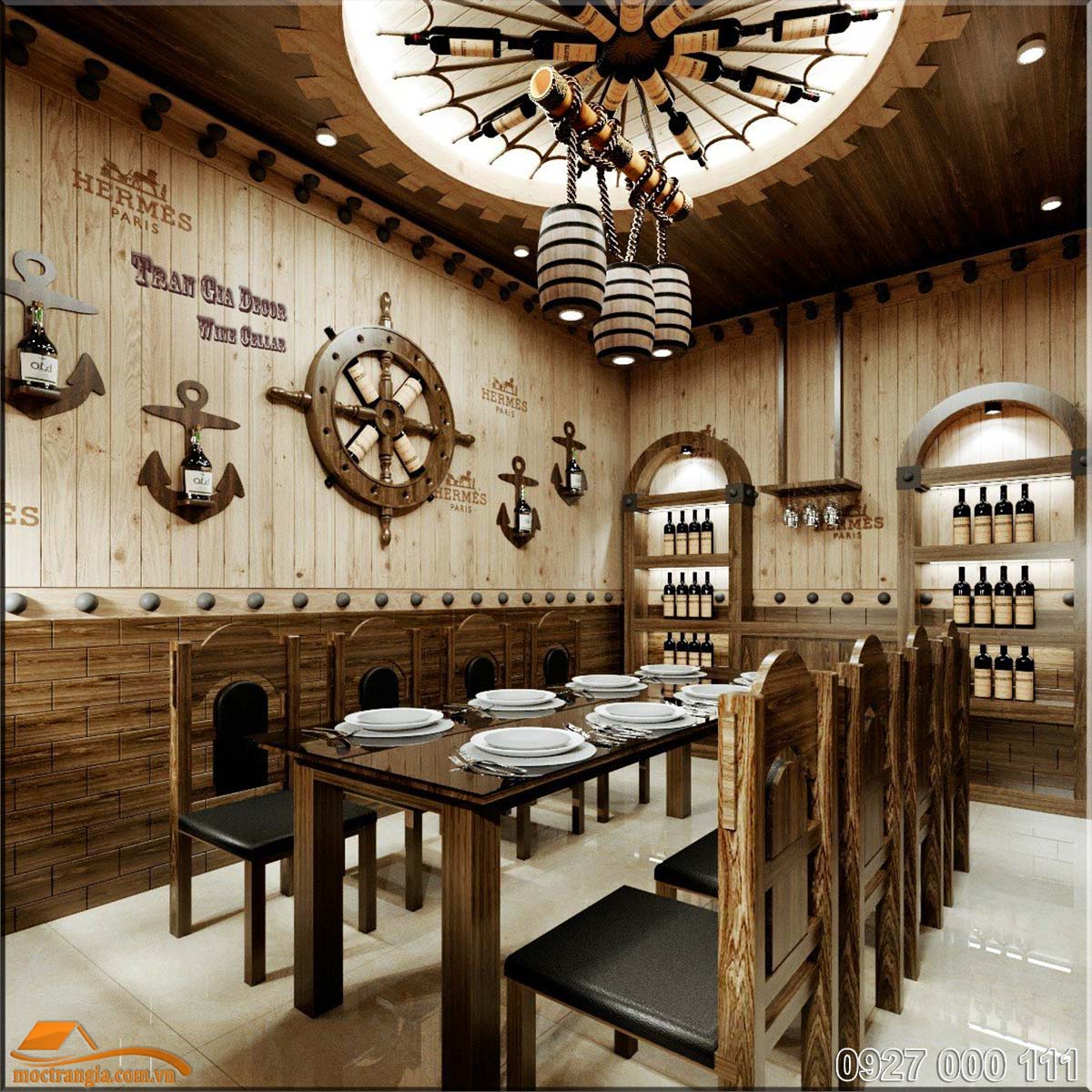 Thiết kế phòng VIP hầm rượu nhà hàng Hưng Hà