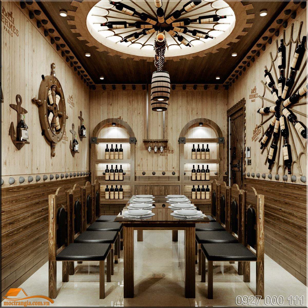 Thiết kế phòng VIP hầm rượu nhà hàng Hưng Hà