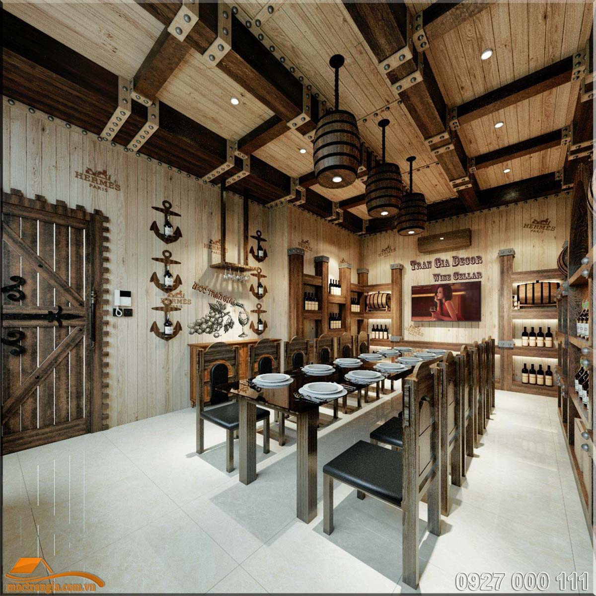 Thiết kế phòng VIP hầm rượu nhà hàng Hưng Hà