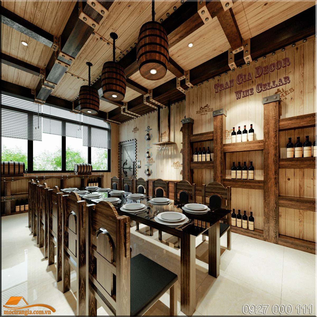 Thiết kế phòng VIP hầm rượu nhà hàng Hưng Hà