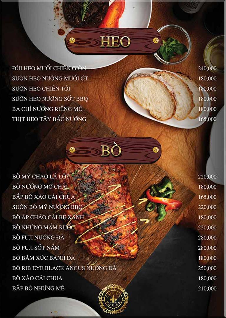 Cheer House Restaurant Menu