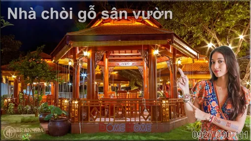 Nhà chòi gỗ lục giác sân vườn