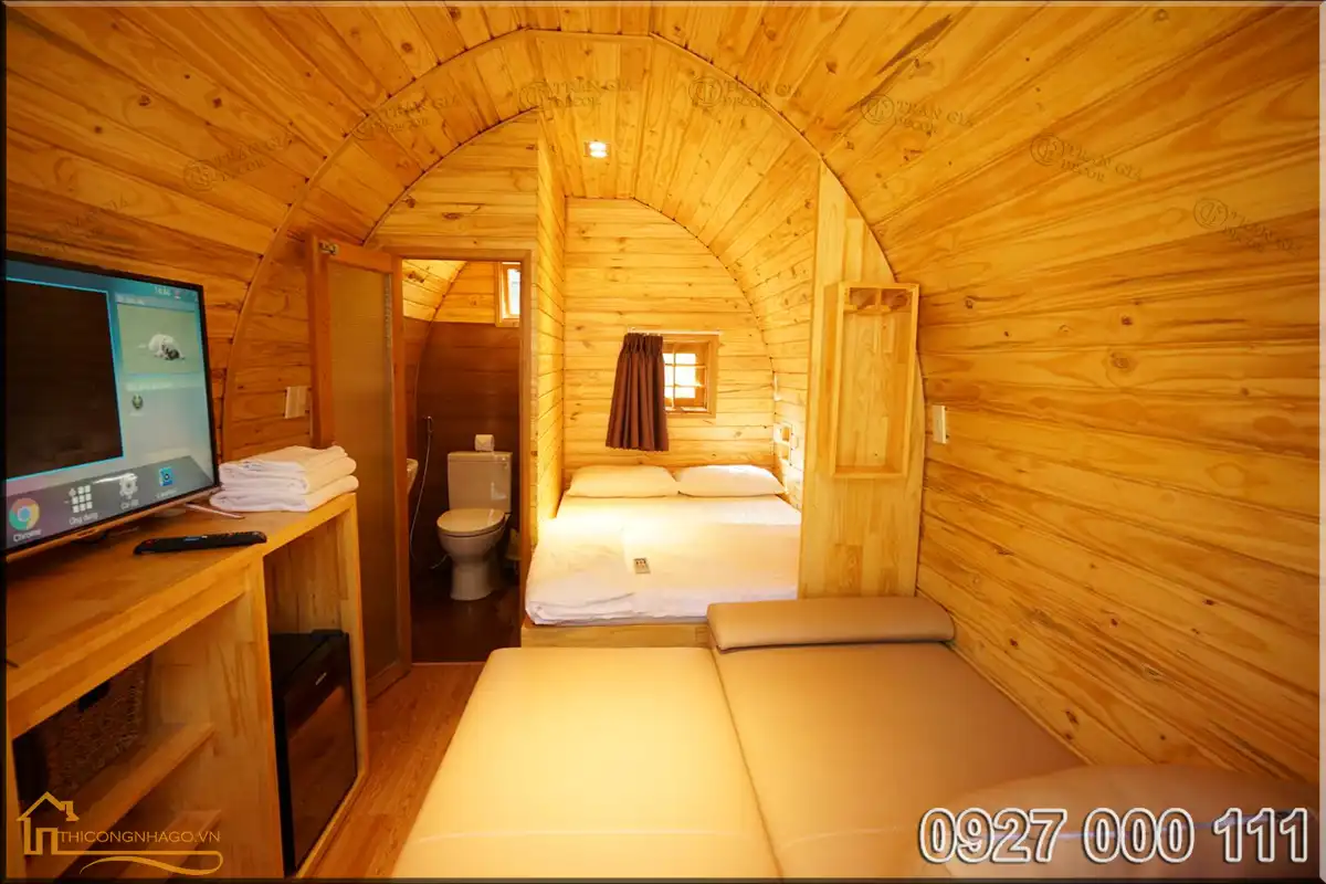 Hình ảnh nội thất nhà gỗ mái vòm homestay
