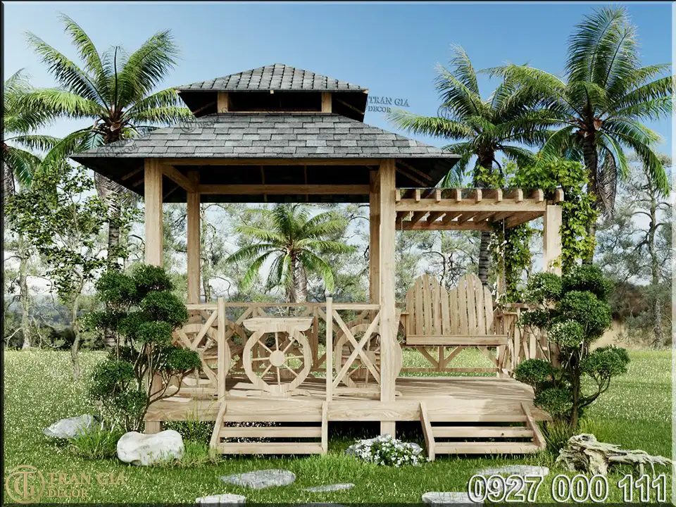 Mẫu nhà chòi sân vườn mái bitum